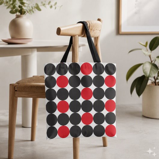 Dicke rote schwarze Punkte Geometrisches Muster Tasche