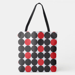 Dicke rote schwarze Punkte Geometrisches Muster Tasche