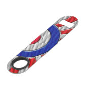 Dicke Roundel-Sonnenbrust-Design im Carbon-Fibre-S Speedflaschenöffner (Rückseite Schrägansicht)