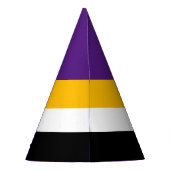 Dicke Royal Lila Schwarz-weiße, fette Gelbstreifen Partyhütchen (Rückseite)