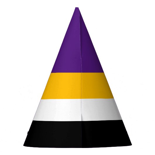 Dicke Royal Lila Schwarz-weiße, fette Gelbstreifen Partyhütchen (Rückseite)