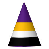 Dicke Royal Lila Schwarz-weiße, fette Gelbstreifen Partyhütchen (Vorderseite)