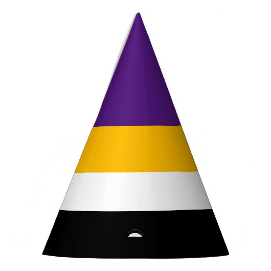 Dicke Royal Lila Schwarz-weiße, fette Gelbstreifen Partyhütchen (Links)