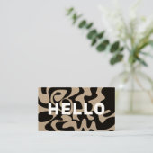 Dicke Schriftart Groovy Black and White Kraft Visitenkarte (Stehend Vorderseite)