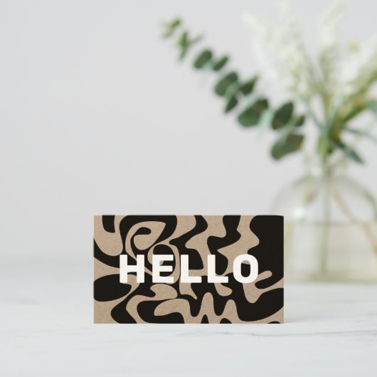 Dicke Schriftart Groovy Black and White Kraft Visitenkarte (Stehend Vorderseite)