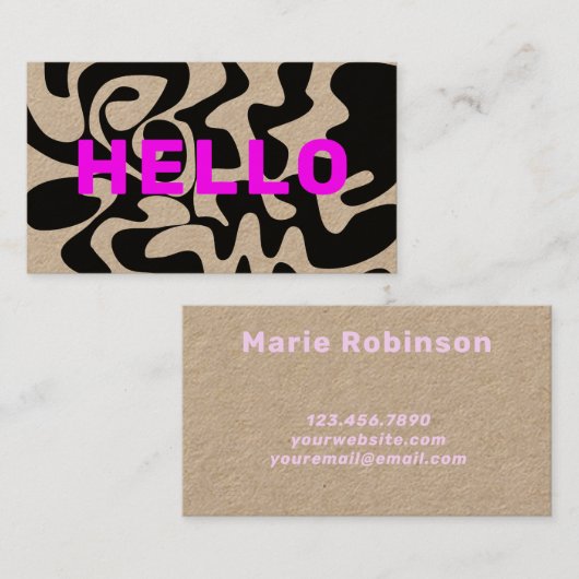 Dicke Schriftart Groovy Black Pink Kraft Visitenkarte (Vorne/Hinten)