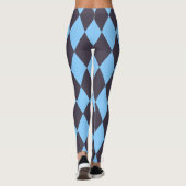 Dicke Schwarz-Blau-Harlequin-Karo-Muster Leggings (Rückseite)
