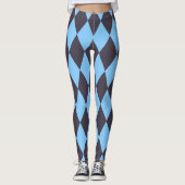 Dicke Schwarz-Blau-Harlequin-Karo-Muster Leggings (Vorderseite)