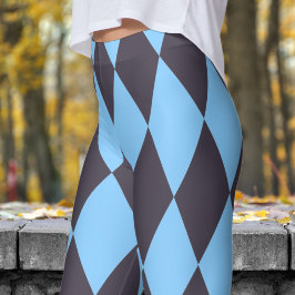 Dicke Schwarz-Blau-Harlequin-Karo-Muster Leggings