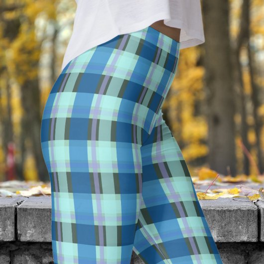 Dicke Schwarz-Blau-Karo-Muster Leggings
