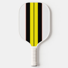 Dicke schwarz-gelb-gelbe Streifen auf weiß Pickleball Schläger