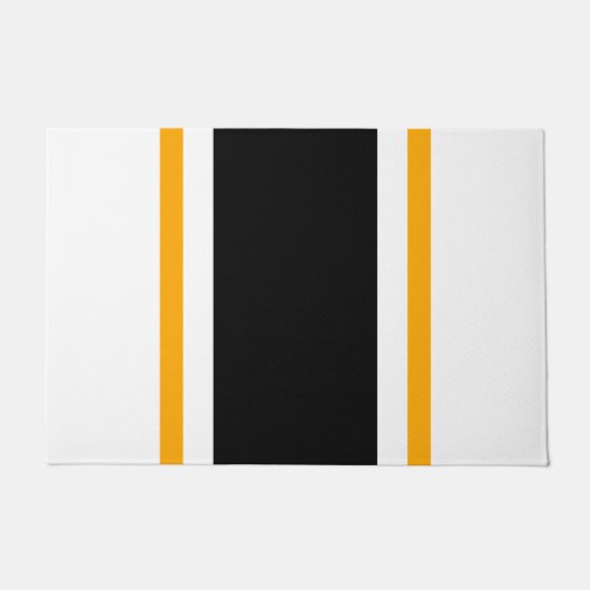 Dicke schwarz-gelbe vertikale Streifen auf Weiß Fußmatte (Vorderseite)
