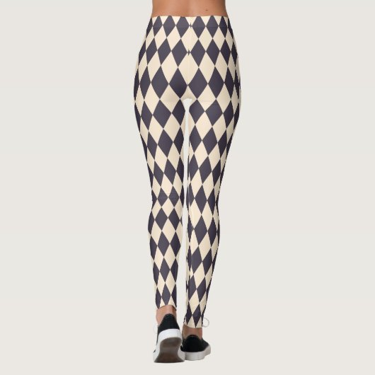 Dicke Schwarz-Papaya Harlequin-Karo-Muster Leggings (Rückseite)