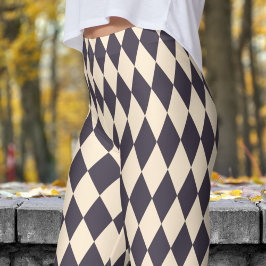 Dicke Schwarz-Papaya Harlequin-Karo-Muster Leggings
