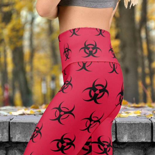 Dicke Schwarz-Rot-Biogefährdung-Muster Yoga Capri Leggings