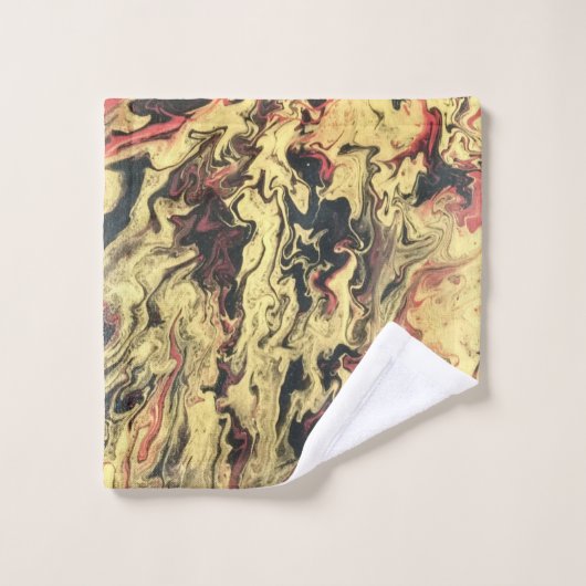 Dicke Schwarz Rot Gold Abstraktes Bad Handtuch Set (Waschlappen)