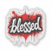 Dicke Schwarz und Rot "gesegnet" Aufkleber (Vorderseite)