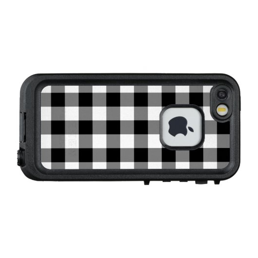 Dicke Schwarz und Weiß Gingham Kariert LifeProof iPhone Hülle (Rückseite (Horizontal))