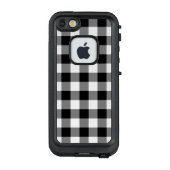 Dicke Schwarz und Weiß Gingham Kariert LifeProof iPhone Hülle (Rückseite)