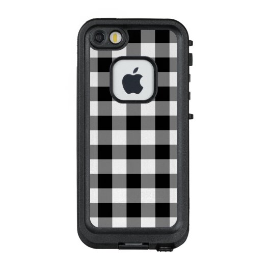 Dicke Schwarz und Weiß Gingham Kariert LifeProof iPhone Hülle (Rückseite)