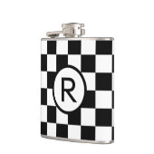 Dicke, schwarz und weiß mit Monogramm Flachmann (Links)