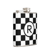 Dicke, schwarz und weiß mit Monogramm Flachmann (Rechts)