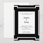 Dicke Schwarz-Weiß Art Deco Hochzeit Einladung (Vorne/Hinten)