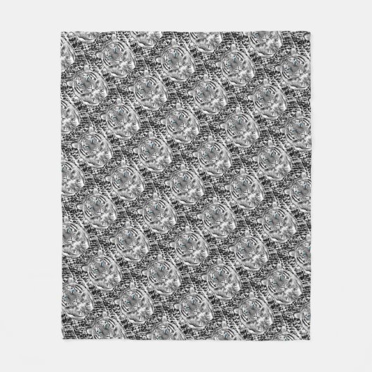 Dicke schwarz-weiß blaue Augen Tiger Fleecedecke (Vorderseite)