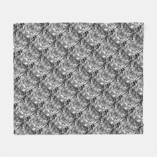 Dicke schwarz-weiß blaue Augen Tiger Fleecedecke (Vorderseite (Horizontal))