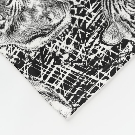 Dicke schwarz-weiß blaue Augen Tiger Fleecedecke (Ecke)