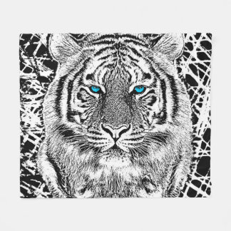 Dicke schwarz-weiß blaue Augen Tiger Fleecedecke