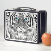 Dicke schwarz-weiß blaue Augen Tiger Metall Brotdose (Beispiel)