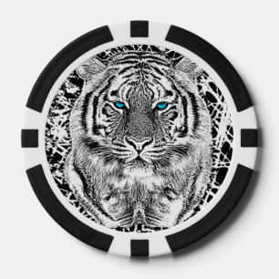 Dicke schwarz-weiß blaue Augen Tiger Pokerchips