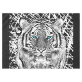 Dicke schwarz-weiß blaue Augen Tiger Tischdecke (Vorderseite (Horizontal))