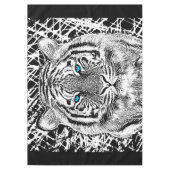Dicke schwarz-weiß blaue Augen Tiger Tischdecke (Vorderseite)