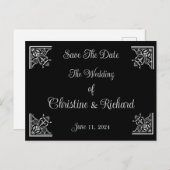 Dicke Schwarz-Weiß-Brautpaare Save the Date Postkarte (Vorne/Hinten)