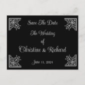 Dicke Schwarz-Weiß-Brautpaare Save the Date Postkarte (Vorderseite)