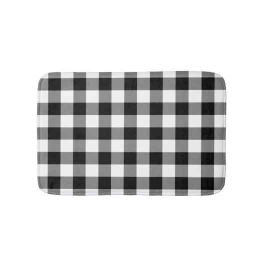 Dicke Schwarz-Weiß-Gingham-Muster Badematte (Vorderseite)