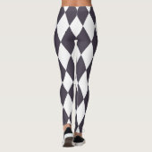 Dicke Schwarz-Weiß-Harlequin-Karo-Muster Leggings (Rückseite)