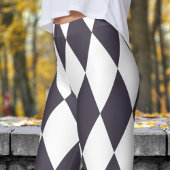 Dicke Schwarz-Weiß-Harlequin-Karo-Muster Leggings