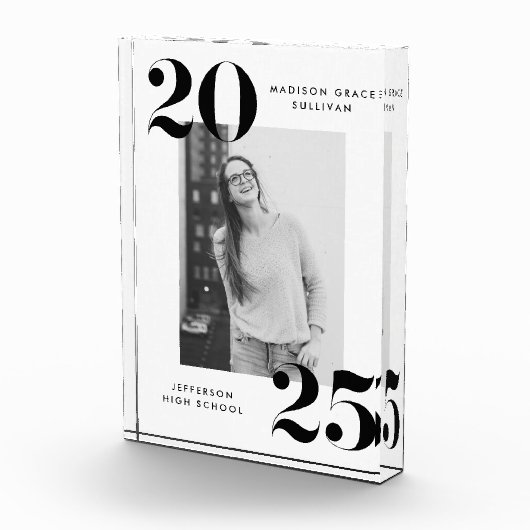 Dicke Schwarz-Weiß-Klasse des Abschlusses 2025 Fotoblock (Rechts)