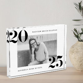 Dicke Schwarz-Weiß-Klasse des Abschlusses 2025 Fotoblock