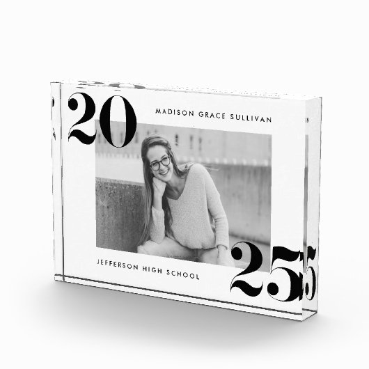 Dicke Schwarz-Weiß-Klasse des Abschlusses 2025 Fotoblock (Rechts)