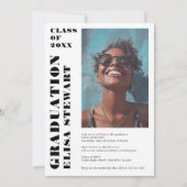 Dicke Schwarz-Weiß-Moderne 4 Foto Abschluss Einladung (Vorderseite)