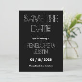Dicke Schwarz/Weiß Moderne Minimalistisch Save the Date (Stehend Vorderseite)