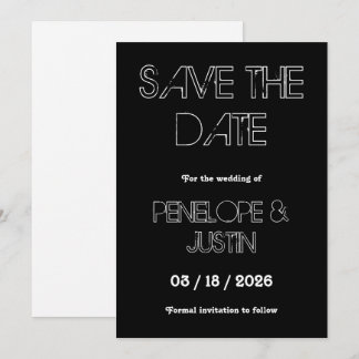Dicke Schwarz/Weiß Moderne Minimalistisch Save the Date