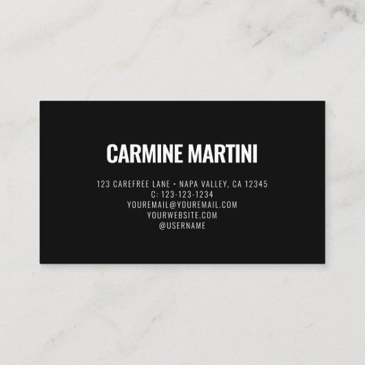 Dicke Schwarz-Weiß-Moderne Visitenkarte (Rückseite)