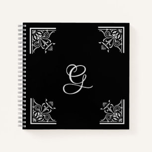 Dicke Schwarz-Weiß-Vintag Personalisiert Notizblock