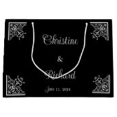 Dicke Schwarz-Weiß-Vintage-Hochzeit Große Geschenktüte (Vorderseite)