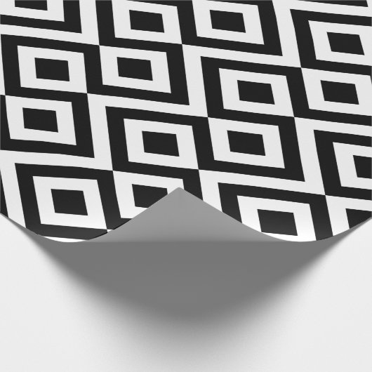 Dicke Schwarz-weiße Diamond Zigzag Geometrisches M Geschenkpapier (Ecke)